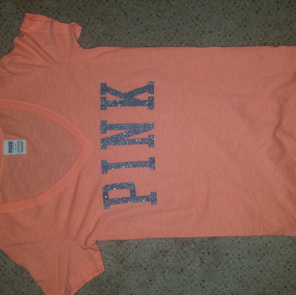 Orange v neck bling VS pink tee